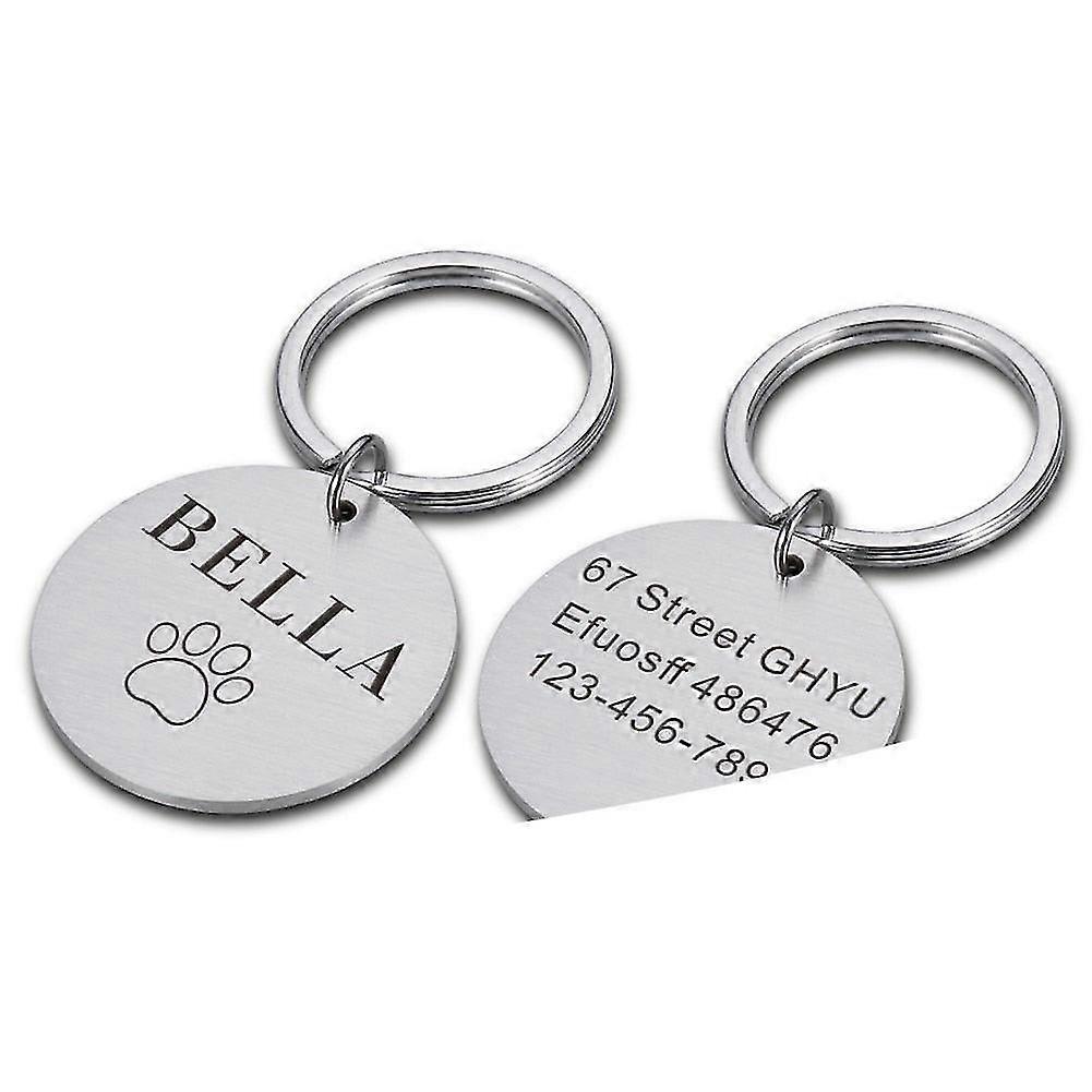 Custom name anti-lost idtag engraved record tel address cat puppy personalized paw print medal pendant dog pet collar