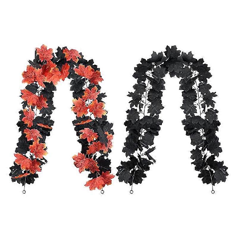 Halloween Fall Maple Leaf Artificial Wreath Hangings Vine for Dining Room Table Balcony Rack Stair Railings Decorations