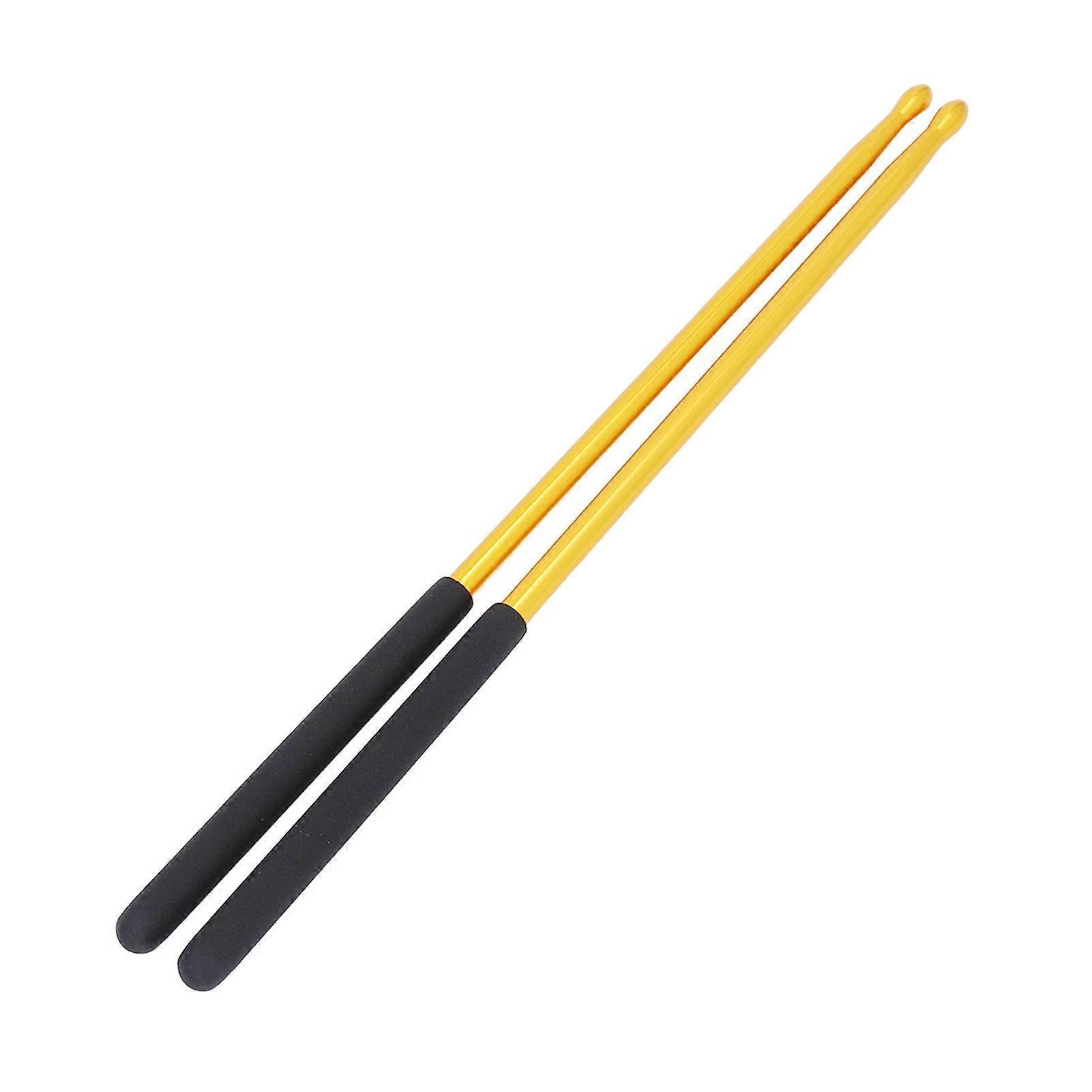 1 Pair Aluminum Alloy Drumsticks Solid Metal Non Slip Comfortable Handle 5A Drum Sticks for Exercise Practice