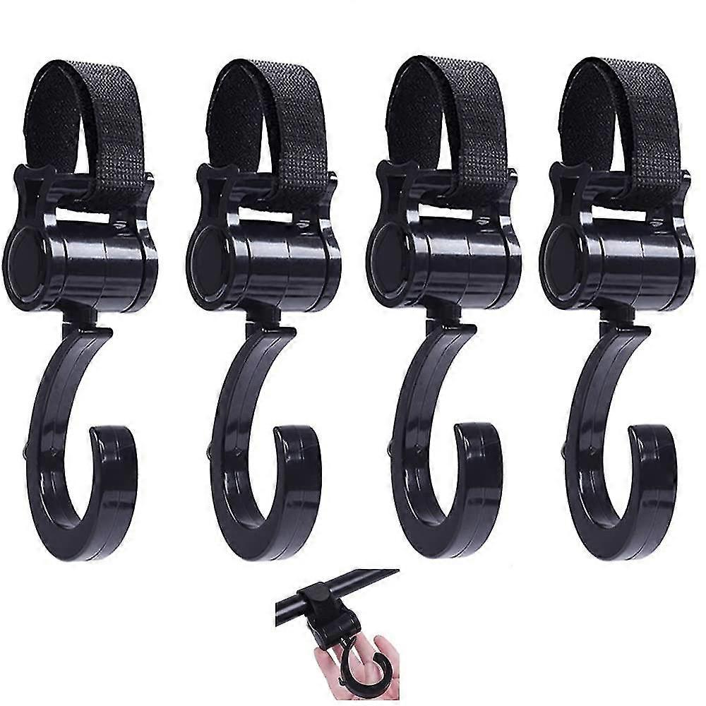 4pcs Stroller Hook Clips Stroller 360 Degree Rotating Pram Shopping Hooks