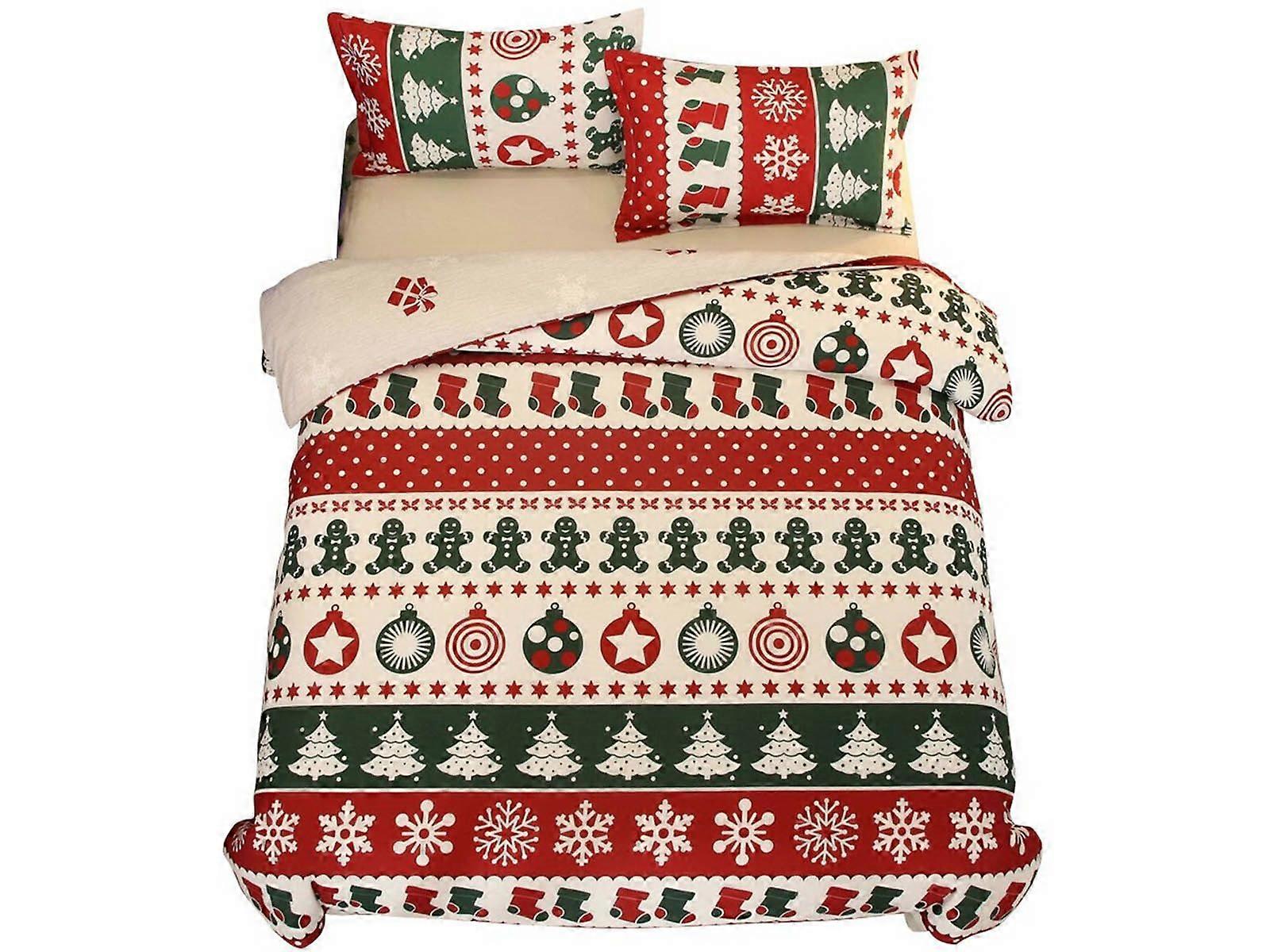 Double Size Christmas Gingerbread Man Quilt Cover Bedding Set