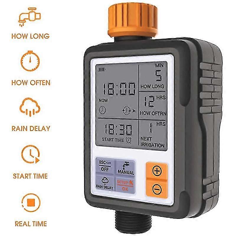 Timer d'acqua digitale programmabile automatico, grande schermo da 3 pollici, modello di irrigazione, IP 65 impermeabile