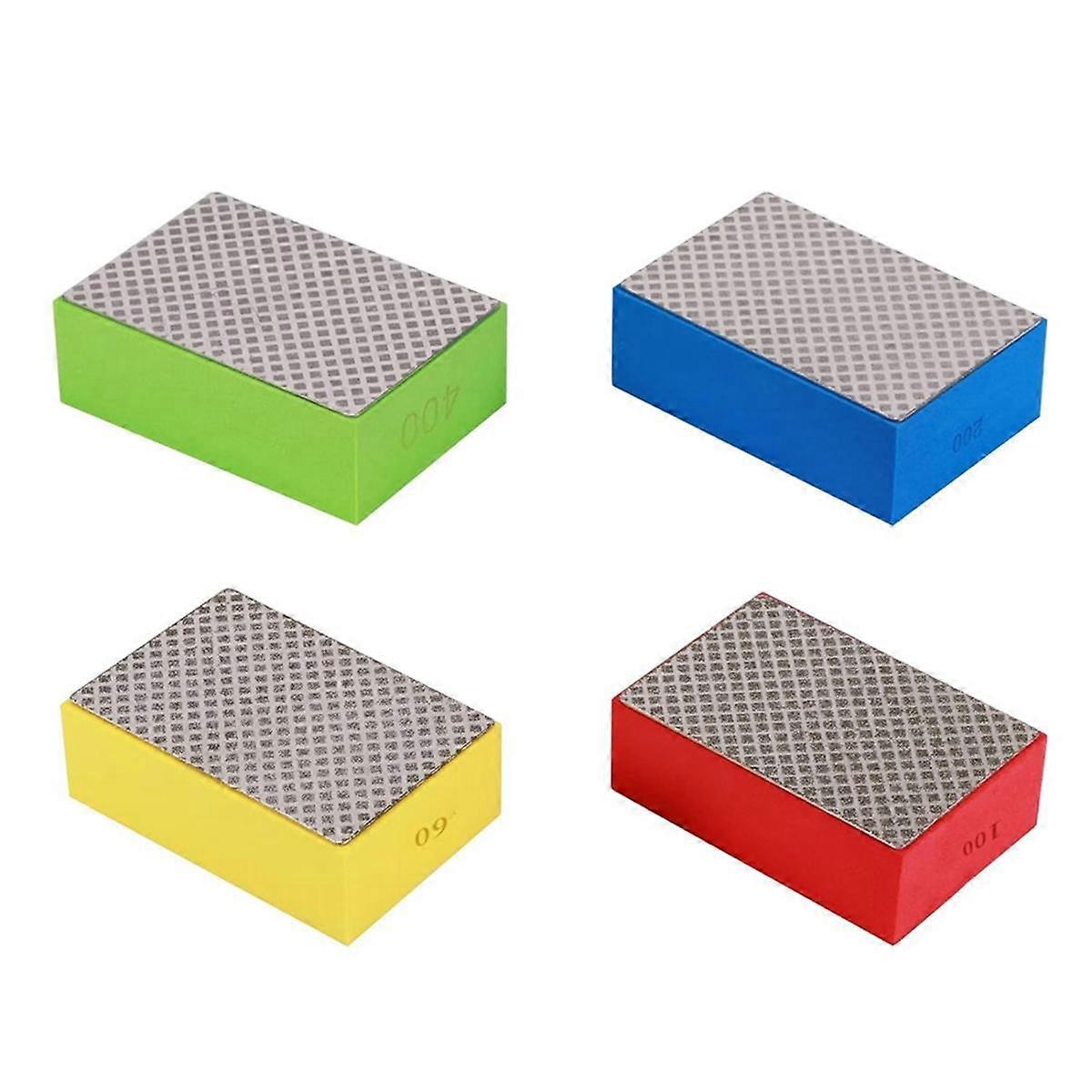 Diamond Polishing Pads, 4 Pcs/Set Diamond Hand Polishing Pads Sanding Block Glass Grinding Pads for