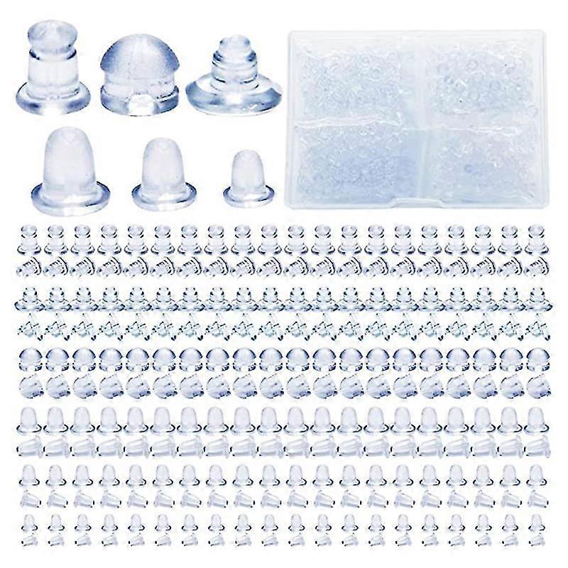600pcs Earring Stopper 6 Different Shapes Soft Earring Backs Replacements