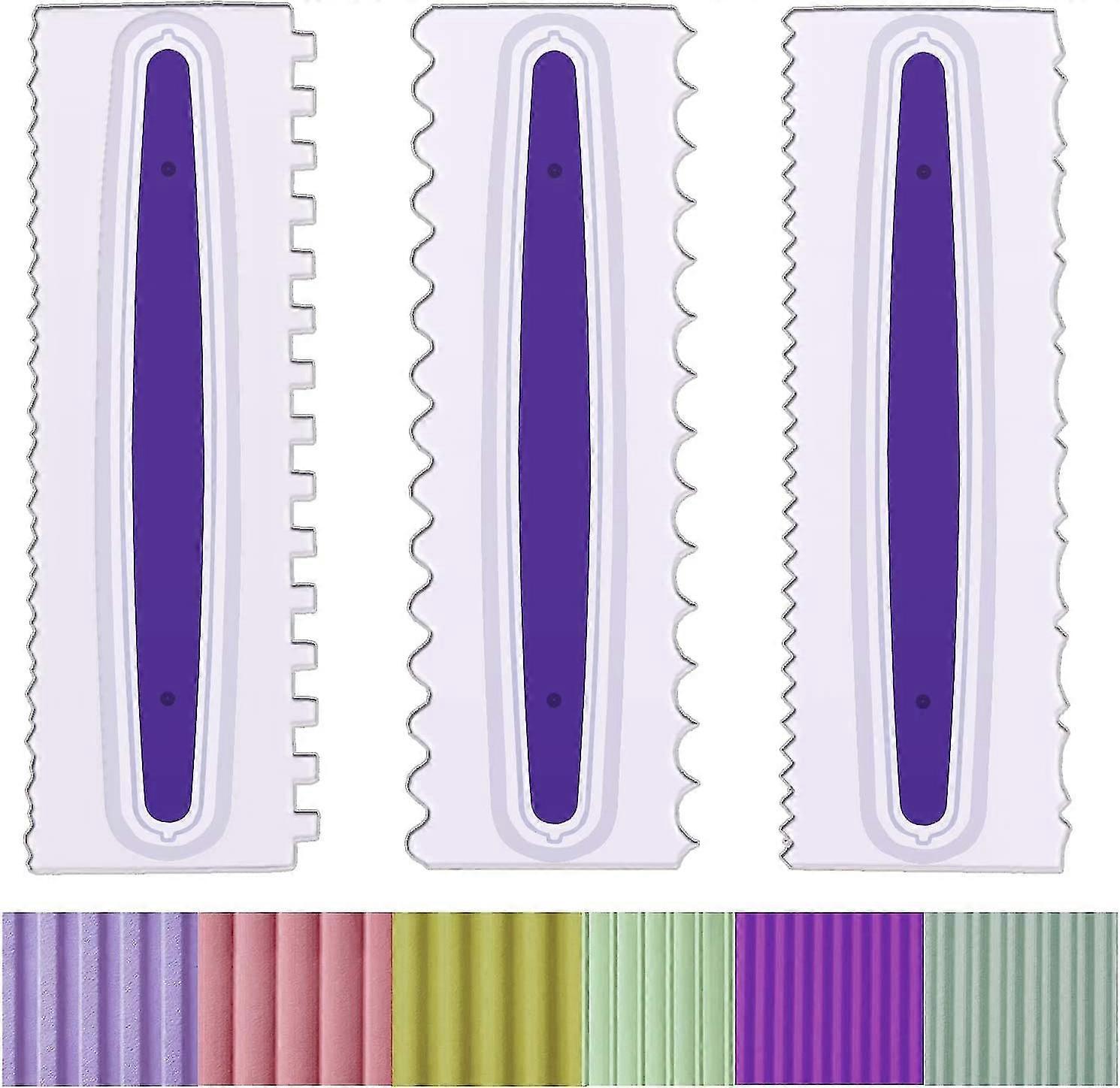 3 Pieces Cake Scraper Cake Decorating Comb Set, Icing Smoother Comb