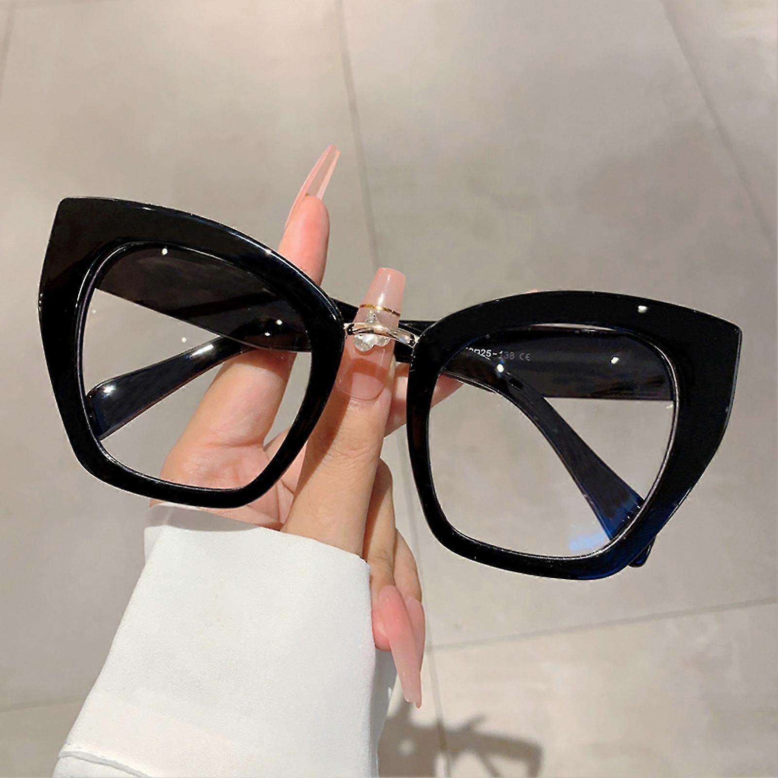 Blue Light Blocking Glasses Anti-dazzle Glare Large Cat Eyes Frame Spectacles Universal Frame For Women
