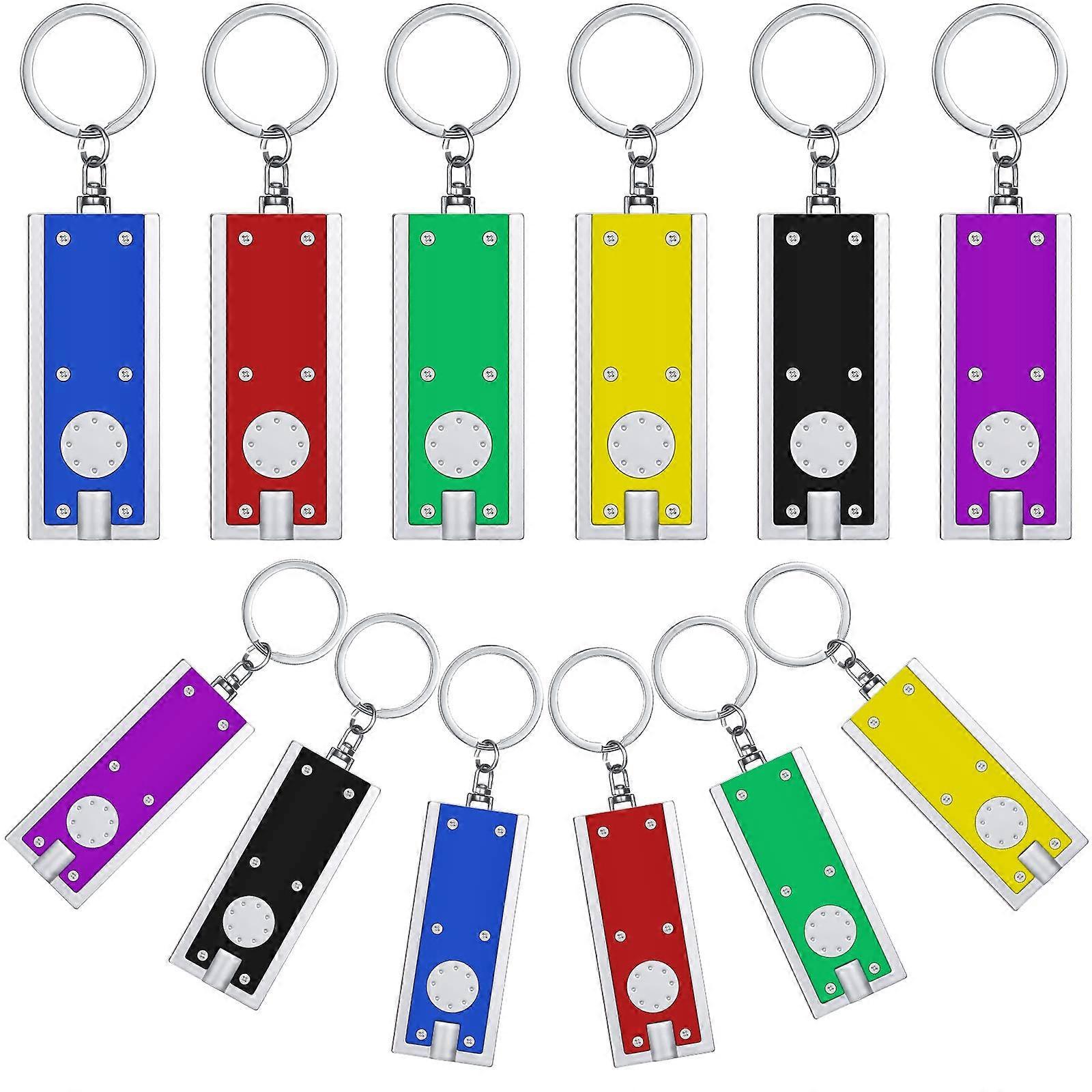 12 Pieces Mini LED Keychains Tiny Light Torch Flashlight Key Ring Dog Collar Light in Assorted Colors Portable Key Chain