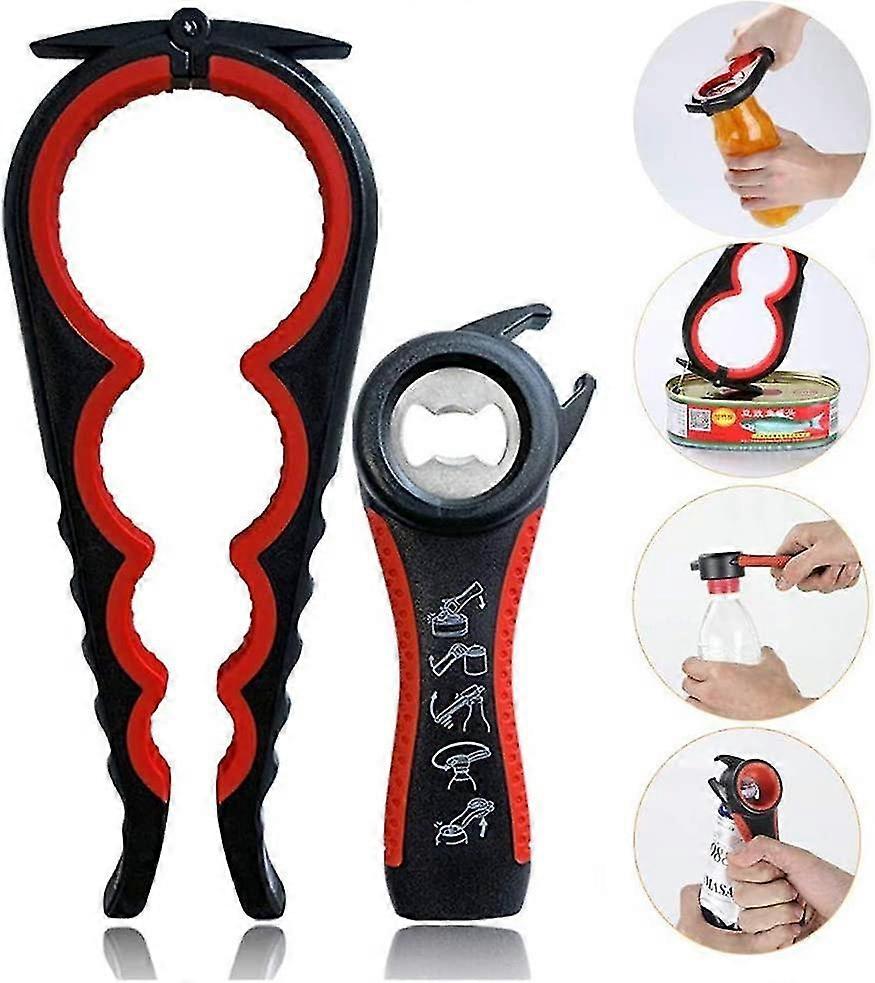 Easy Jar Bottle Opener Kit, 5-in-1 And 4-in-1 Multi-function Jar Opener, Simple To Use For Kids, Seniors And Arthritis Sufferers.(blue)