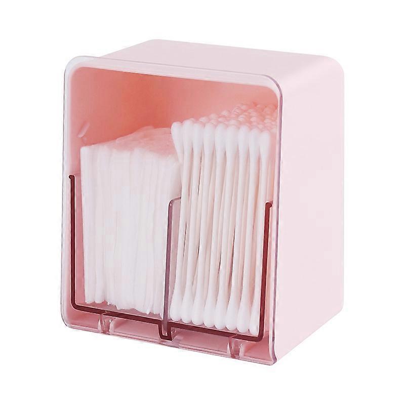 Powder Holder Boxes for Cotton Balls Swabs Round Dental Floss Dispenser Container Box with 2 Compartments Bathroom Countertop Storage Organizer