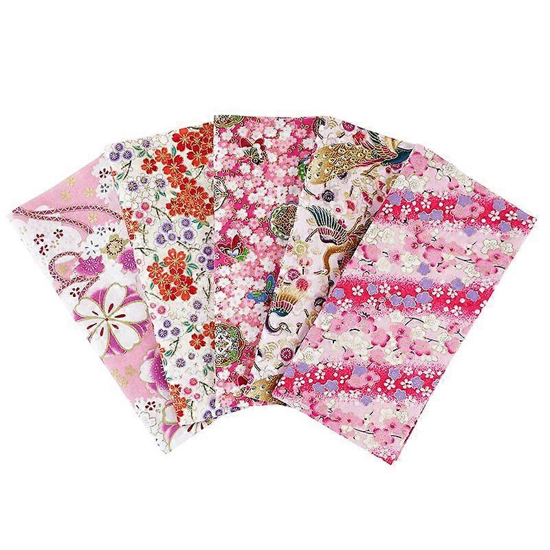 5pcs Flower Pattern Patchwork Fabric Handmade Patchwork Cotton Fabric Japanese Printed Fabric