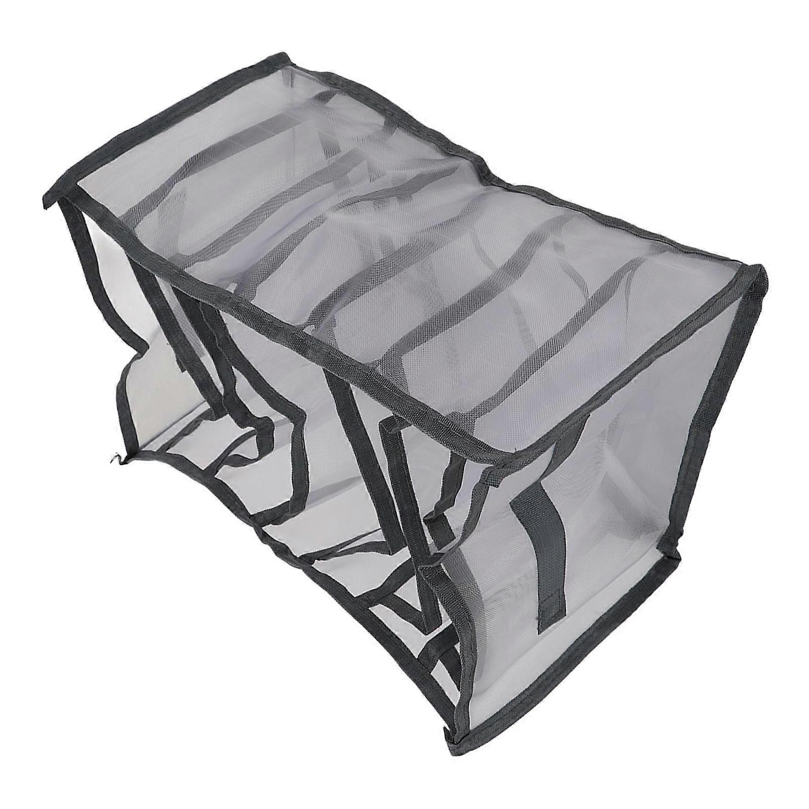 7 Grid Clothes Organizer with Handle Foldable Fine Mesh Nylon Washable Foldable Clothes for Underwear Stockings Scarf