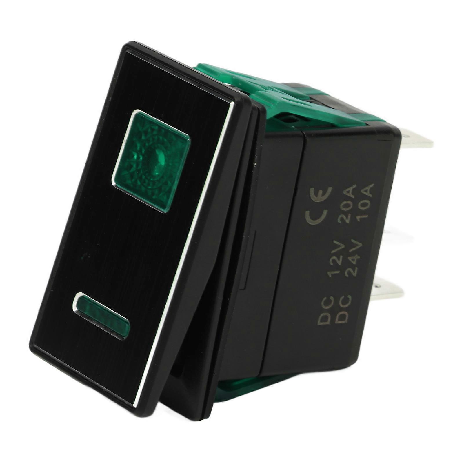 シングルポールスローオンオフスイッチ5ピンダブルライトブラックシェル12?24V車オートバイヨットボート緑