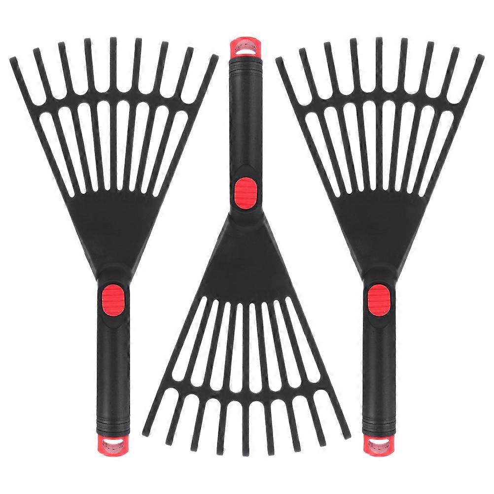 3Pcs Plastic Leaf Rake Plastic Rake Gardening Rake Small Leaf Tool Garden Rake with Handle