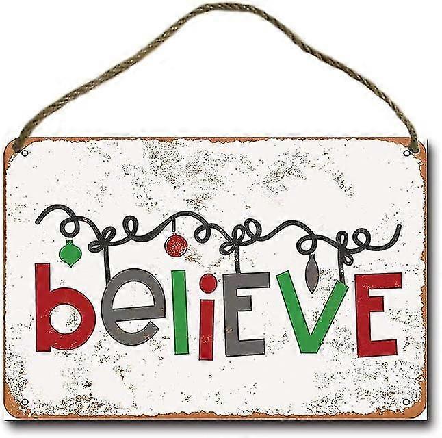 Croyez Noël rétro suspendu signe en métal 8 x 12 pouces ou 12 x 16 pouces Mode 5125