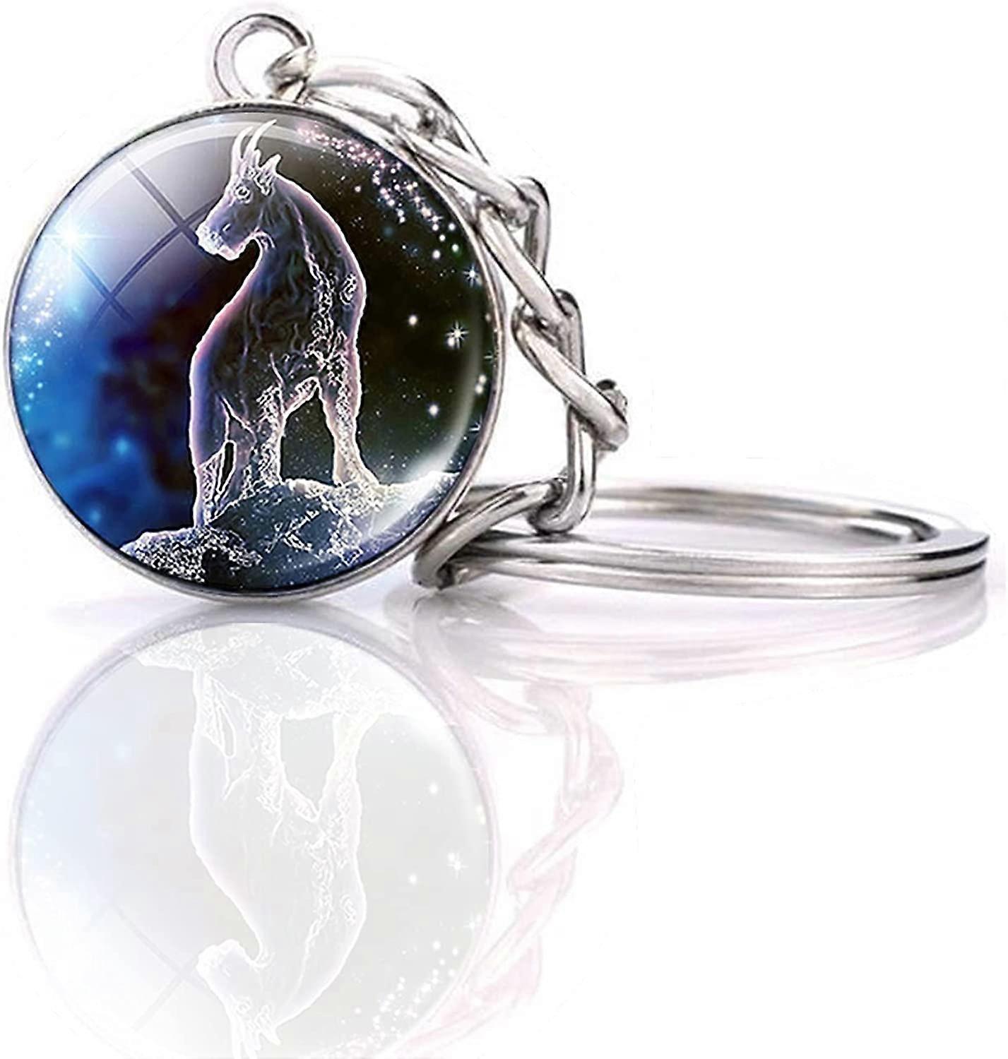 Zodiac 12 Constellations Charm Luminous Crystal Ball Pendant Key chain