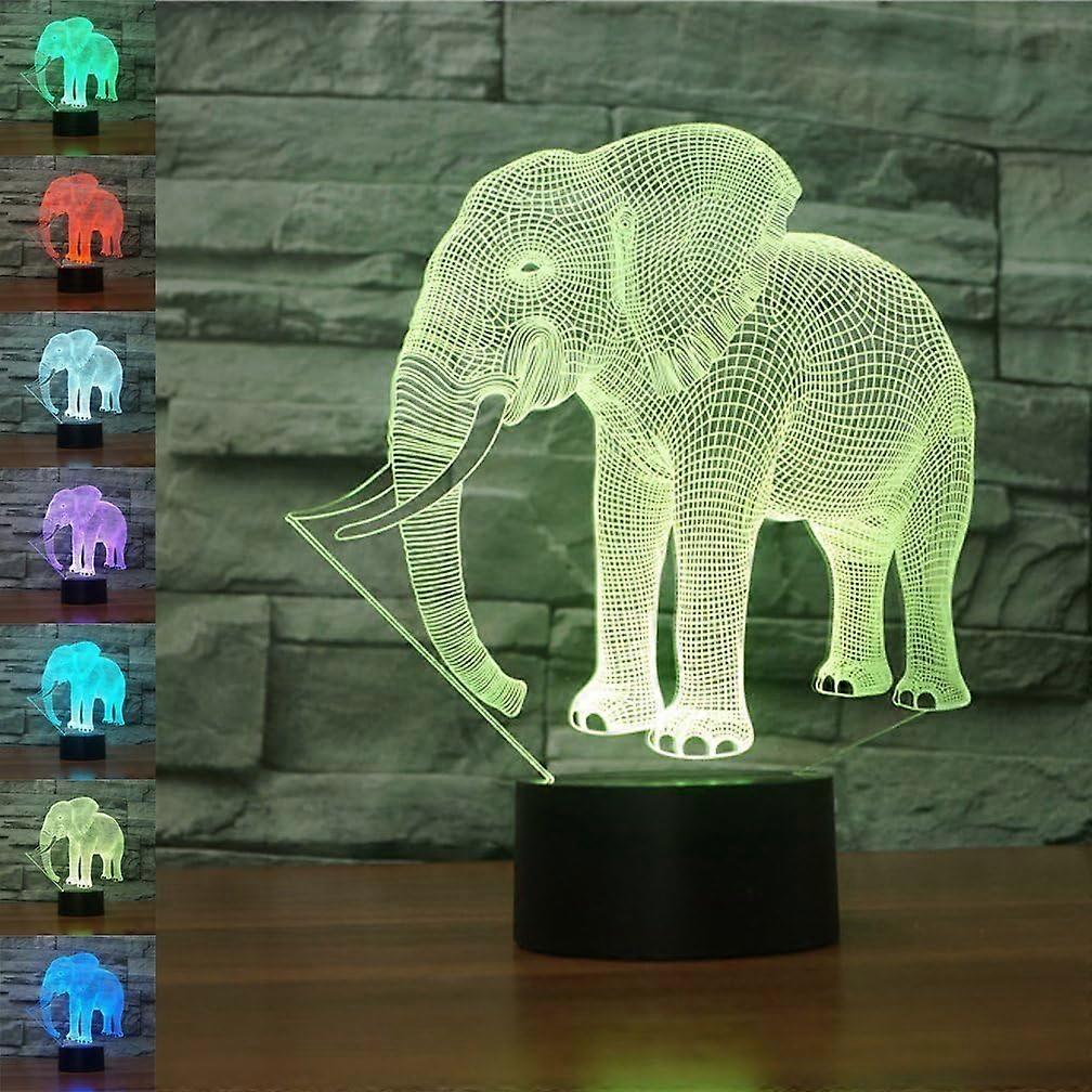 Elephant 3D Lamp Illusion Night Light, 7 Color Changing Touch Switch Table Desk for Nursery/Decor/Living Room, 7 Colors Changing Elephant Toy an