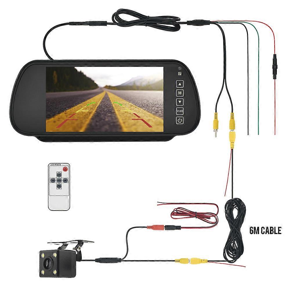 MJDOUD 7 Inch Rear View Mirror Monitor with Camera Rearview Mirror for Car Parking Backup Camera 7" TFT LCD HD Screen Universal