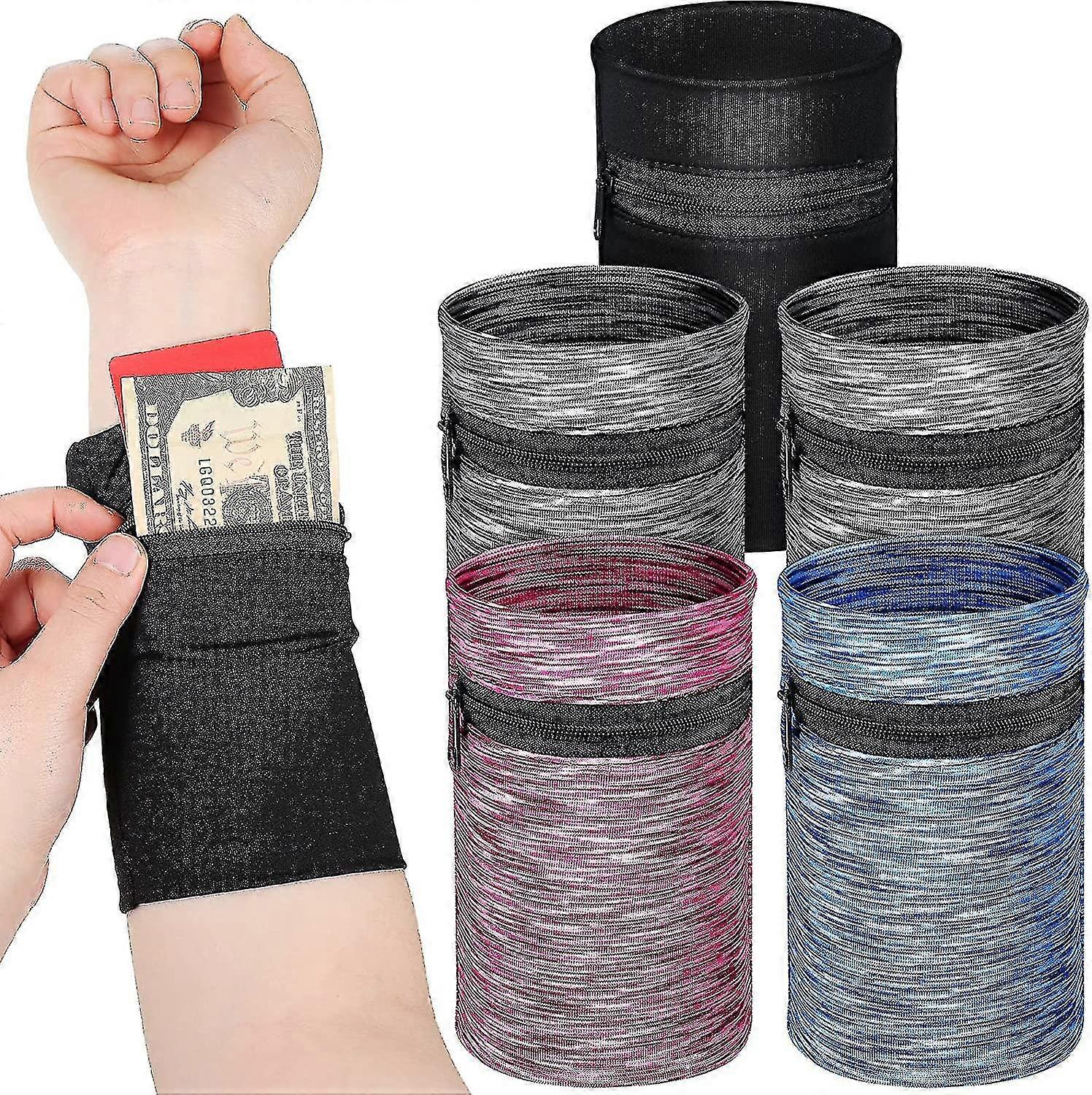 5 Pieces Wrist Wallet Running Wallet Wristband Wrist Wallets For Women Men Wrist Pouch Zipper Wrist Wallet
