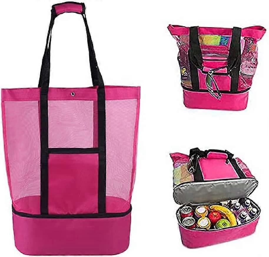 Storage Bag Picnic Beach Bag, Double Mesh Beach Picnic Bag Ice Bag Insulation Bag