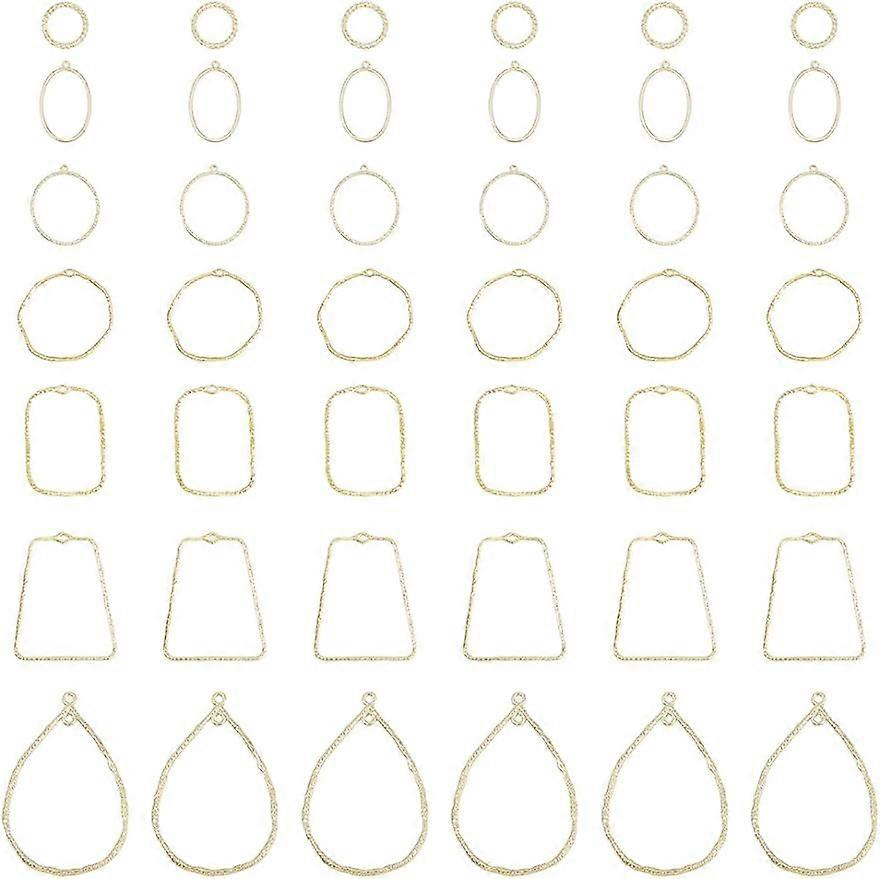 42pcs Alloy Linking Rings Light Gold Open Back Bezel Charms