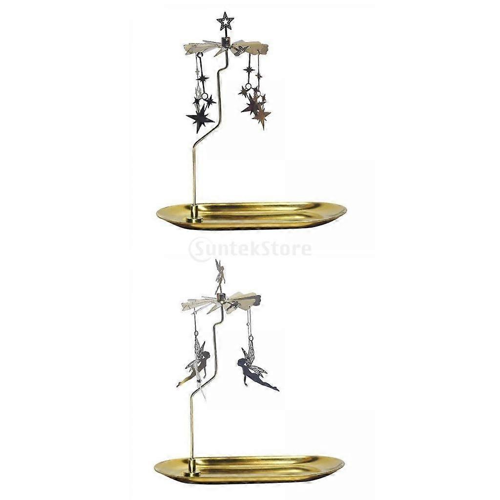 2 Pack  Tea Light Candle Holder Thermal Rotating for Gift Wedding