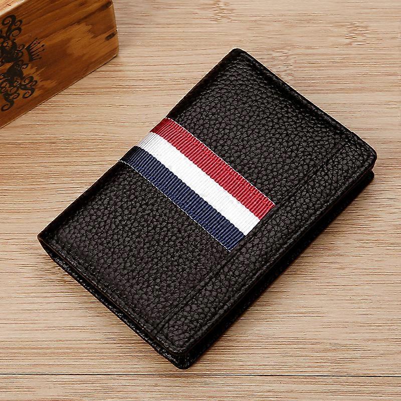 Card Holder Leather Wallet For Men Multi-Function Rfid Anti-Magnetic Contrast