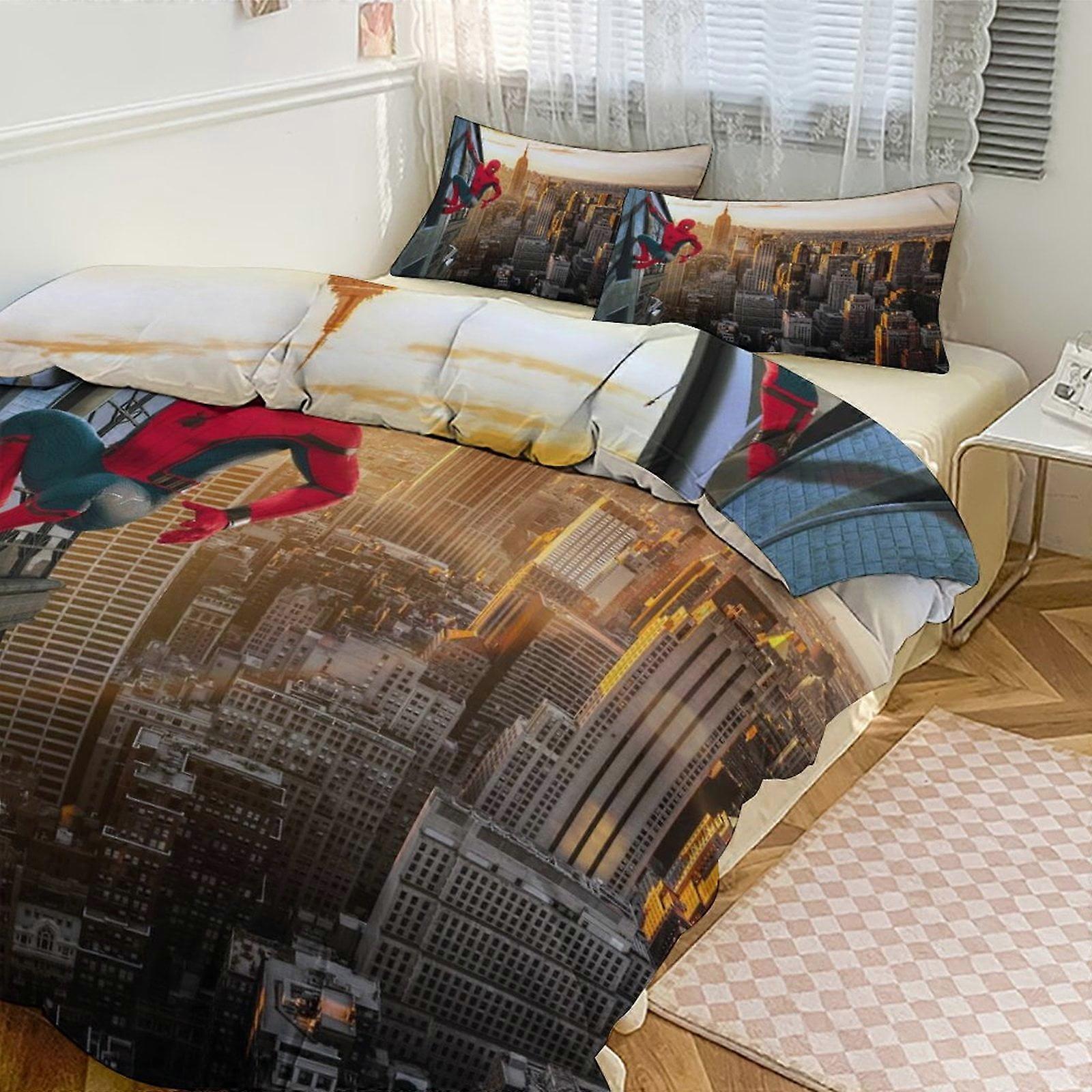 Bedding set JP504 Spiderman Room Decor Bedding Set with Sheets And Pillow 3 Piece Bedding Super Soft Fade Resistant Microfiber TH504