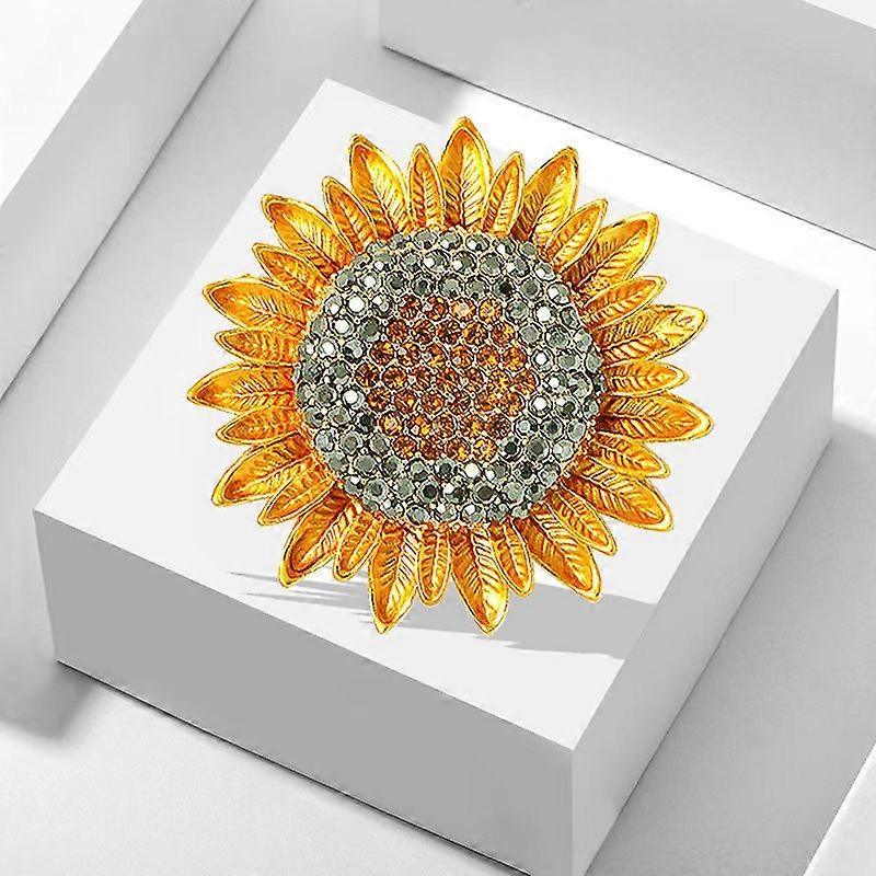 Sunflower rhinestone brooch