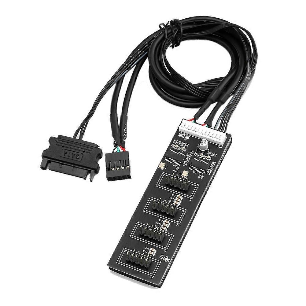 9-poliger USB-Header-Splitter, USB 2.0-Header-Splitter mit SATA-Stromkabel, interner USB-Hub für CPU/RGB-Licht/Drucker