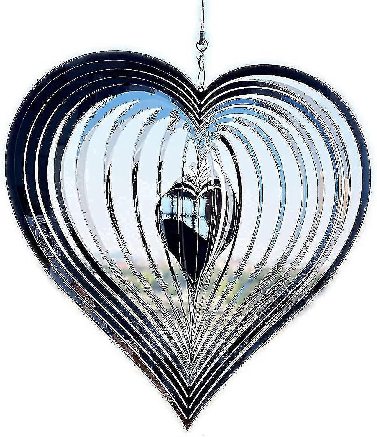 Heart Shaped Outdoor Wind Chimes, Rotating Metal Wind Chime, Stainless Steel Wind Chime, Spiral Wind