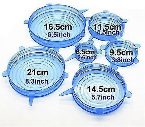 Tmade 6 Pieces Silicone Lids Stretchable Food Storage Lids Different Sizes