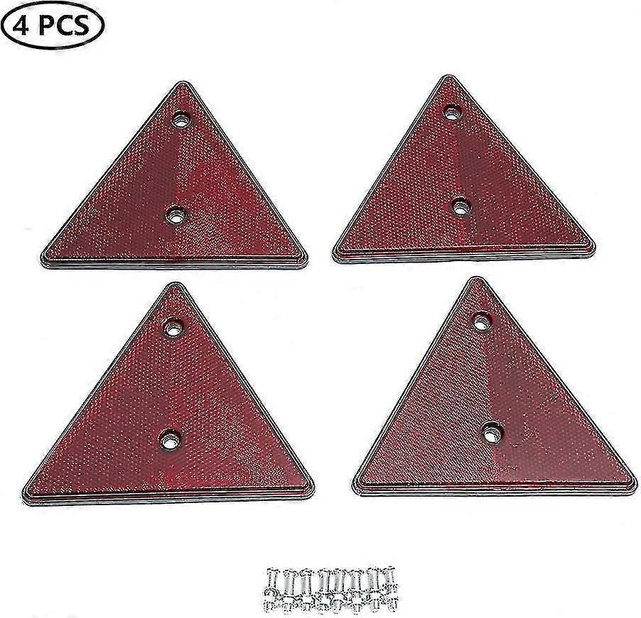 4 X Red Triangle Reflector, Triangle Reflector For Trailer, Screw On Fixed Trailer Reflectors, Signal Triangle Reflector, Apply To Rv Caravans Trailer