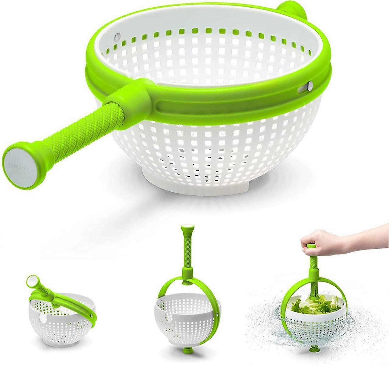 Collapsible Salad Spinner Vegetable Fruit Drainer Non-Scratch Spinning Colander Rotate Water Drainer Basket Kitchen Strainer