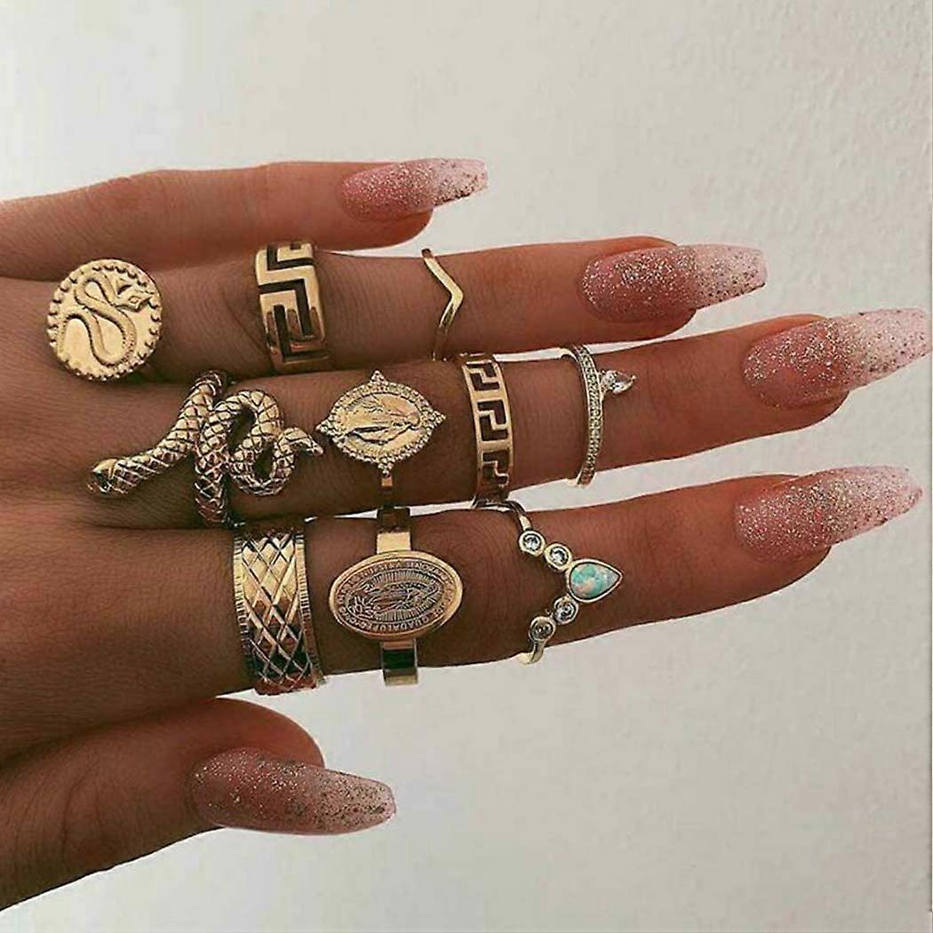 Boho Knuckle Rings Set Gold Joint Knuckle Inele Cristal Midi Dimensiune Stivuibile Inele pentru degete Accesorii de mână pentru femei și fete 17 buc