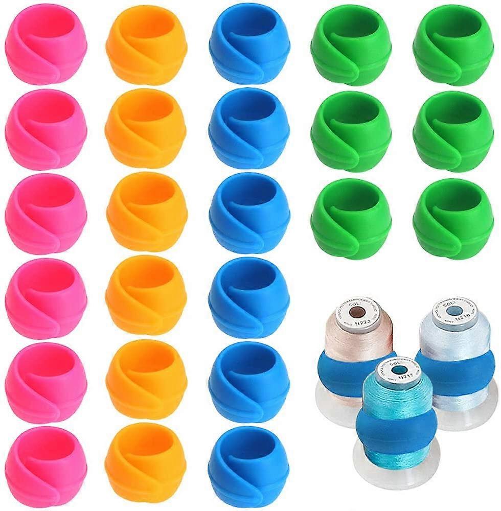 24 Pcs 4 Colors Thread Spool Huggers Bobbin Holder Clamp, Prevent Thread Tails from Unwinding No Loose Ends for Sewing Machine Bobbins