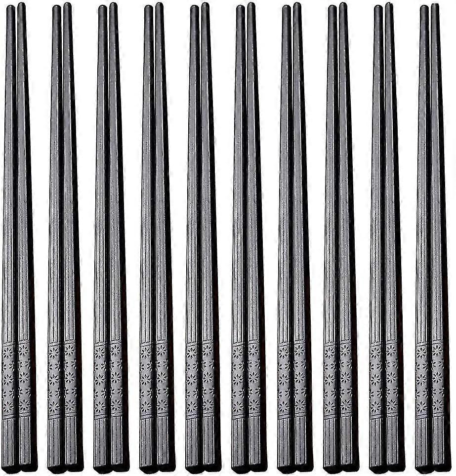 10Pairs Chopsticks Set Alloy Chopsticks Black Pattern Chopsticks
