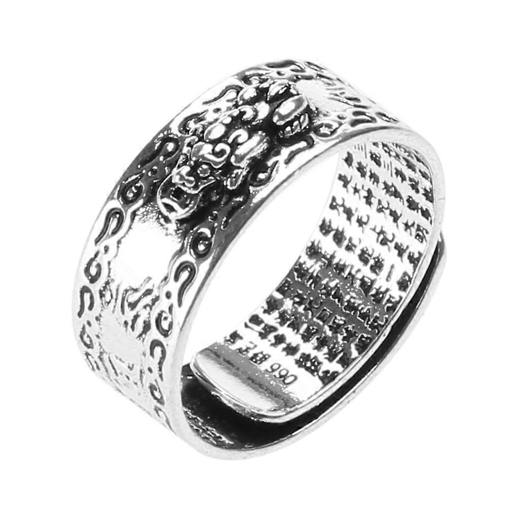 Amulet Wealth Lucky Carving Scripture Open Adjustable Rings PIXIU Charms Ring