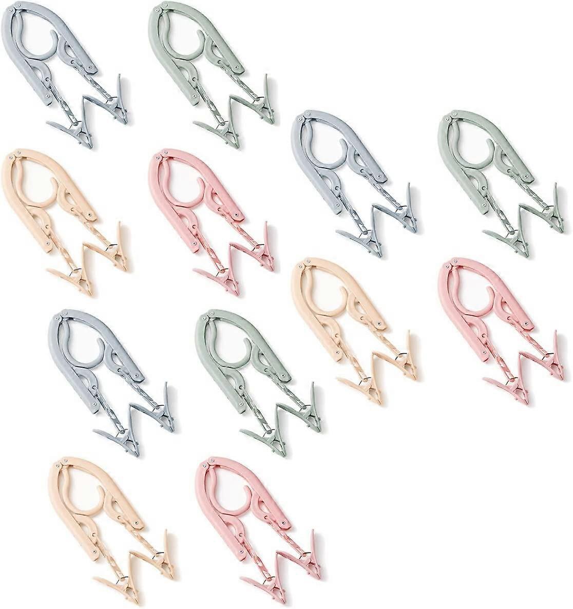 12Pcs Foldable Travel Hangers with 24Pcs Clips Portable Folding