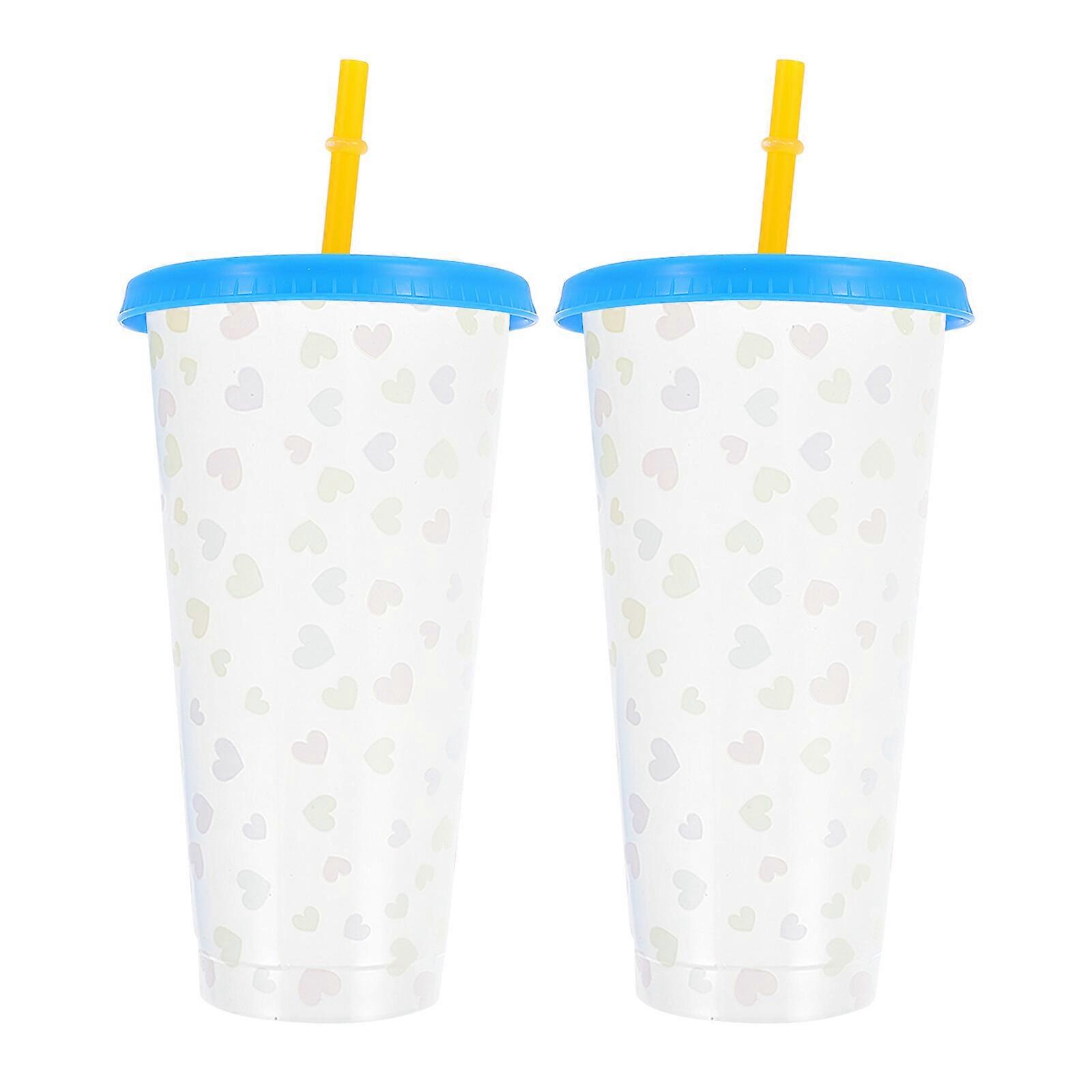 2pcs Plastic Cold Drink Cups Reusable Plastic Tumbler Ice Cold Drinking Cup