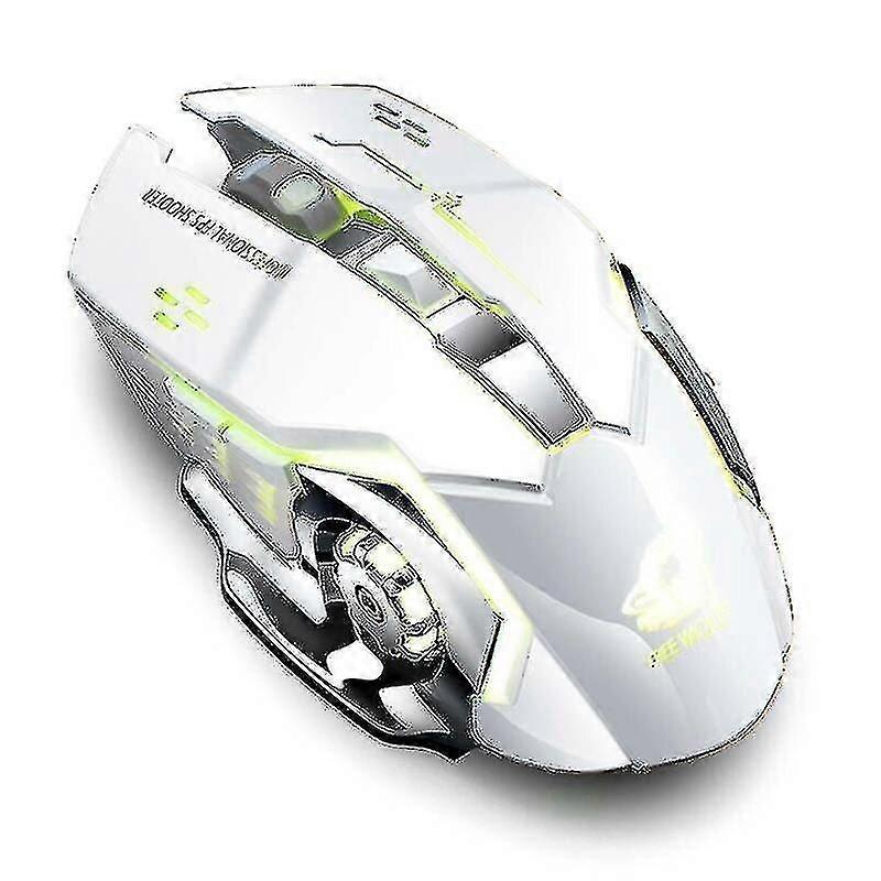 Button 2400dpi Wireless Mechanical Game Mouse Laptop Mice White