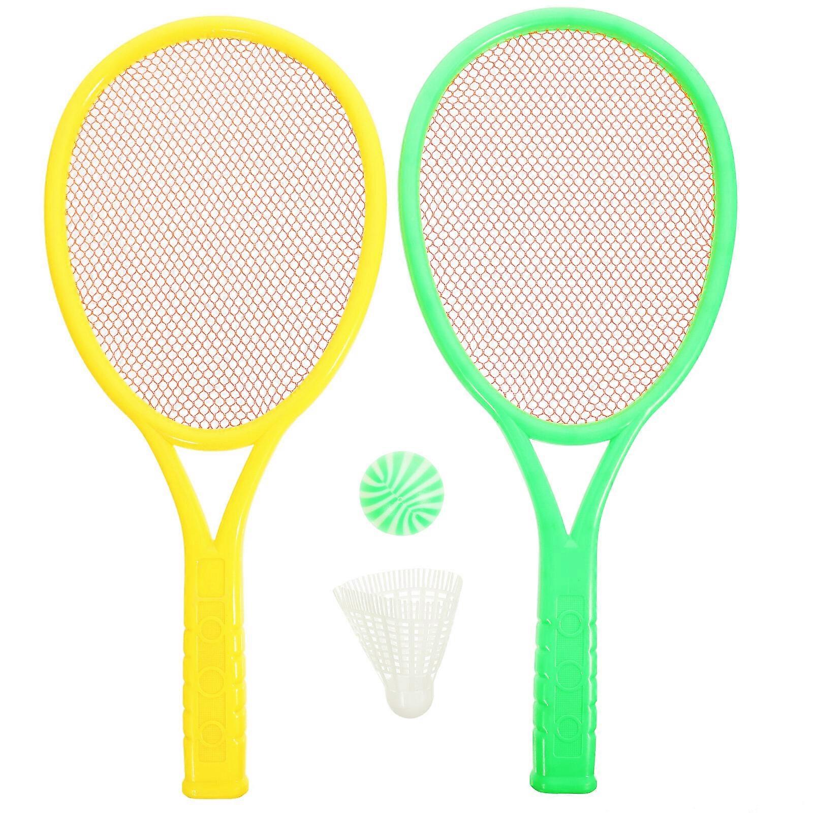 1 مجموعة / 4 قطع مجموعة مضرب تنس بلاستيكي في الهواء الطلق مجموعة مضرب تنس رياضي في الهواء الطلق مجموعة مضرب تنس تعليمي للوالدين والطفل (حجم كبير ، 2 قطعة كرات ، 2