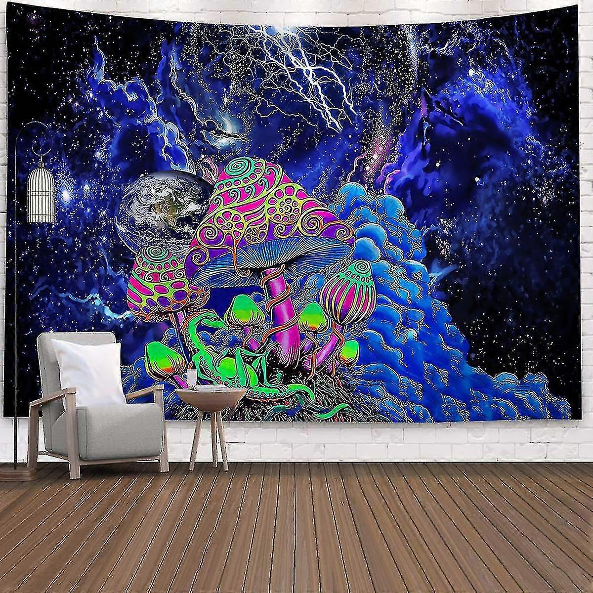 Trippy Abstract Mushroom Tapestry Wall Hanging Bedspread