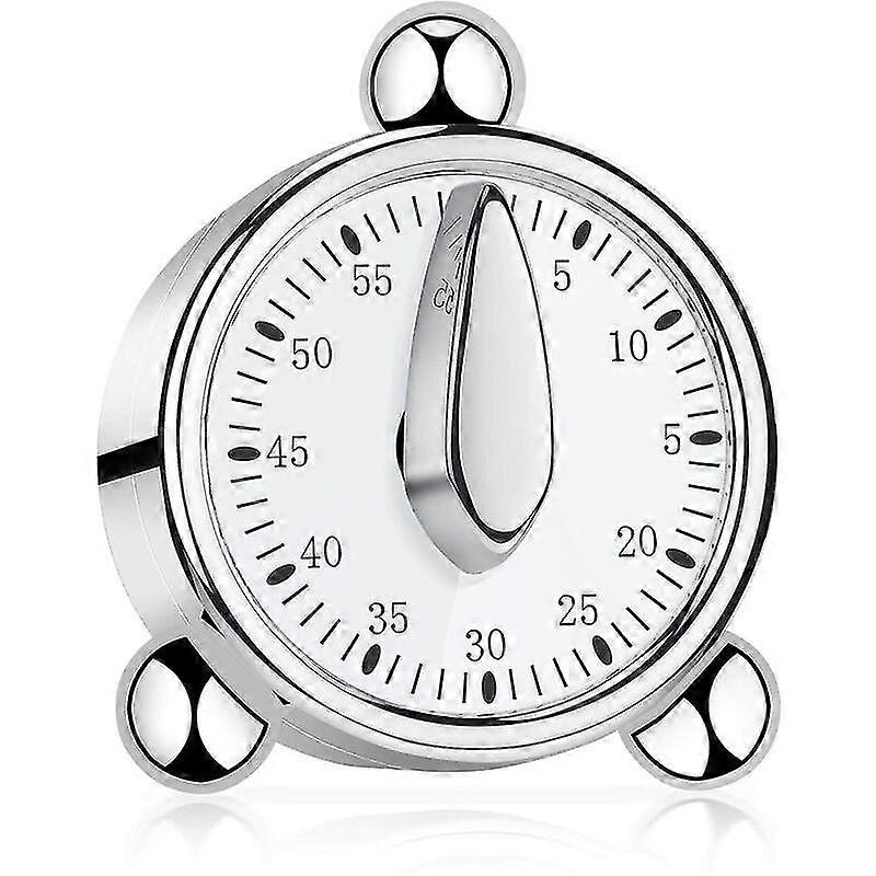 60 Minute Kitchen Timer, Mechanical Timer For Kids, Manual Timer For Cooking, Learning (silver)