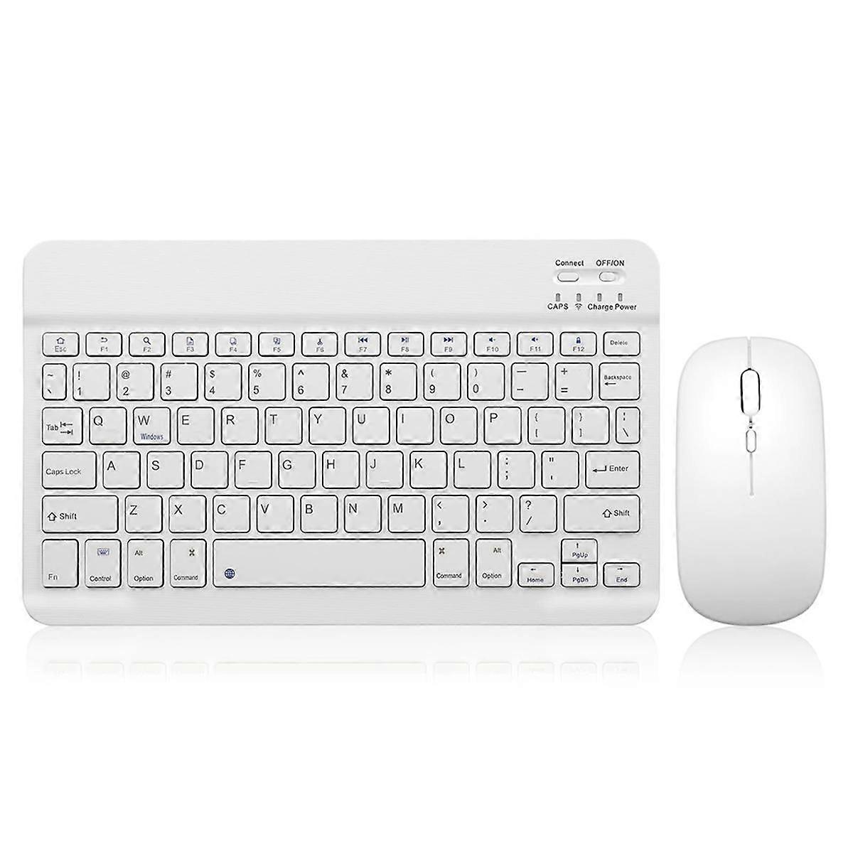 10-Inch Bluetooth Keyboard with Battery-Powered Mouse Ultra-Thin Wireless Mouse and Keyboard Set fo
