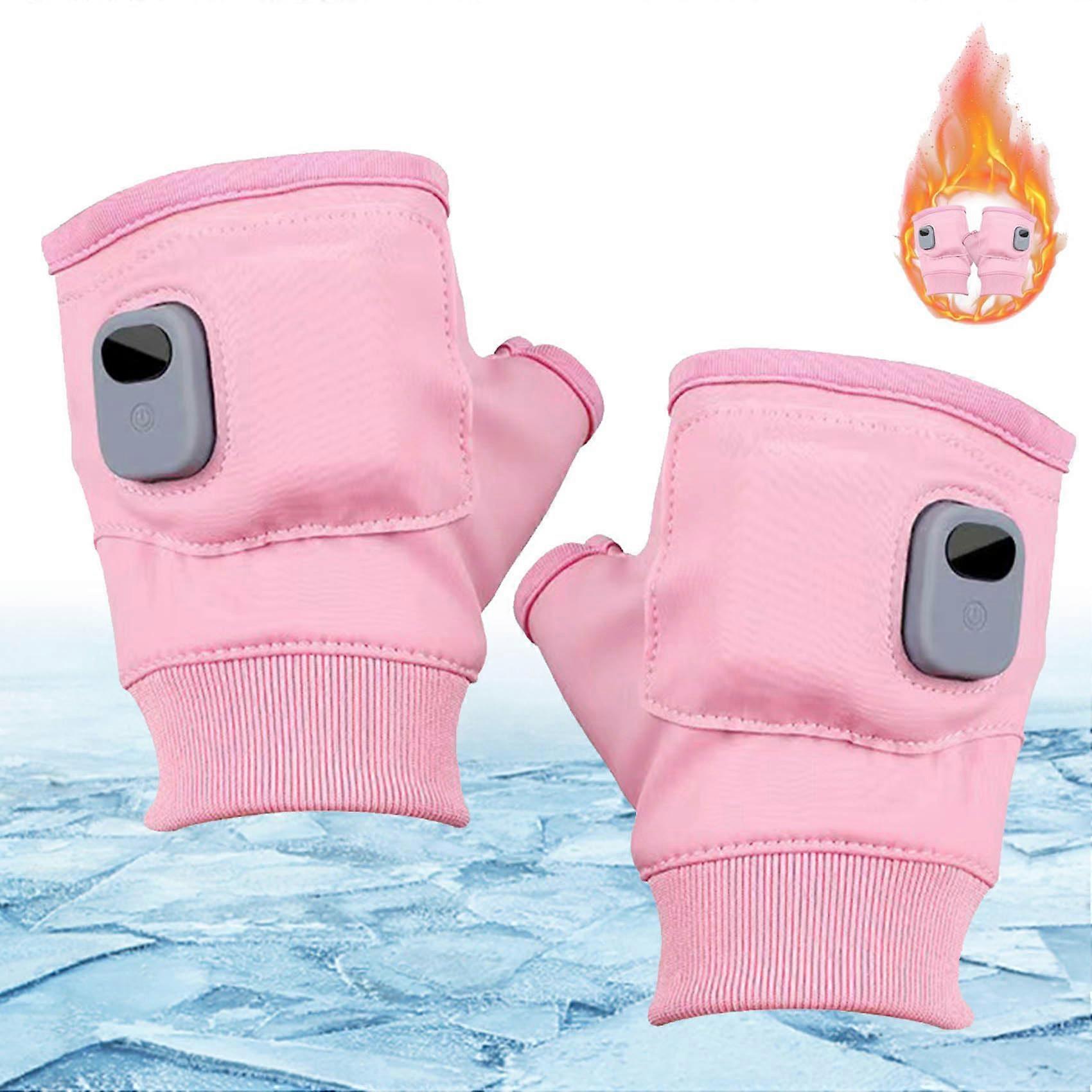 Portable Heating Fingerless Gloves with Digital Display, Smart Thermostatic Heated Fingerless Gloves, Winter Rechargeable Heated Fingerless Gloves for