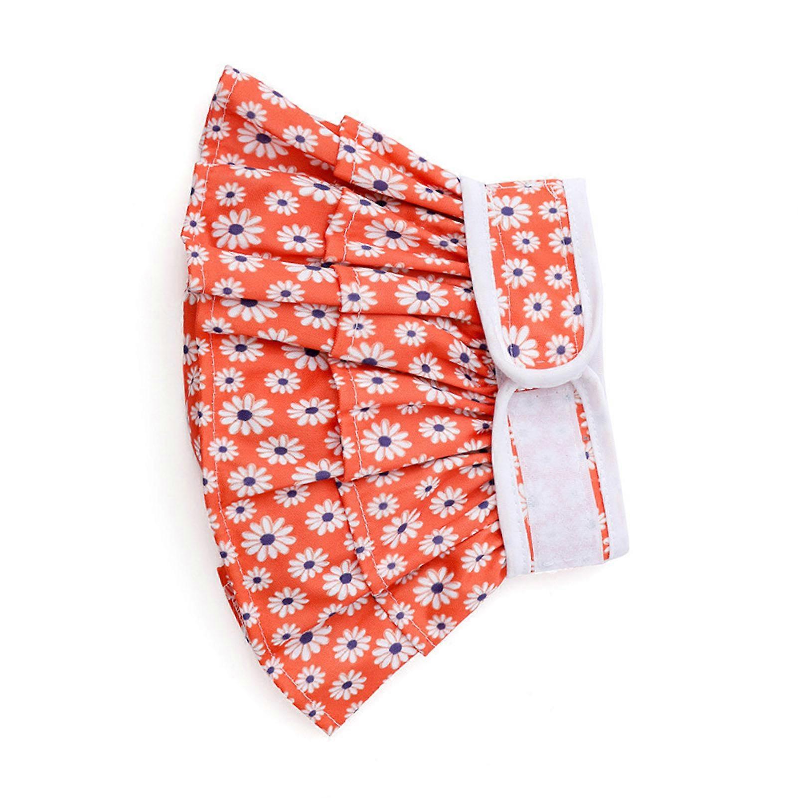 Dog Sanitary Pant XL Orange Daisy Washable Adjustable Polyester
