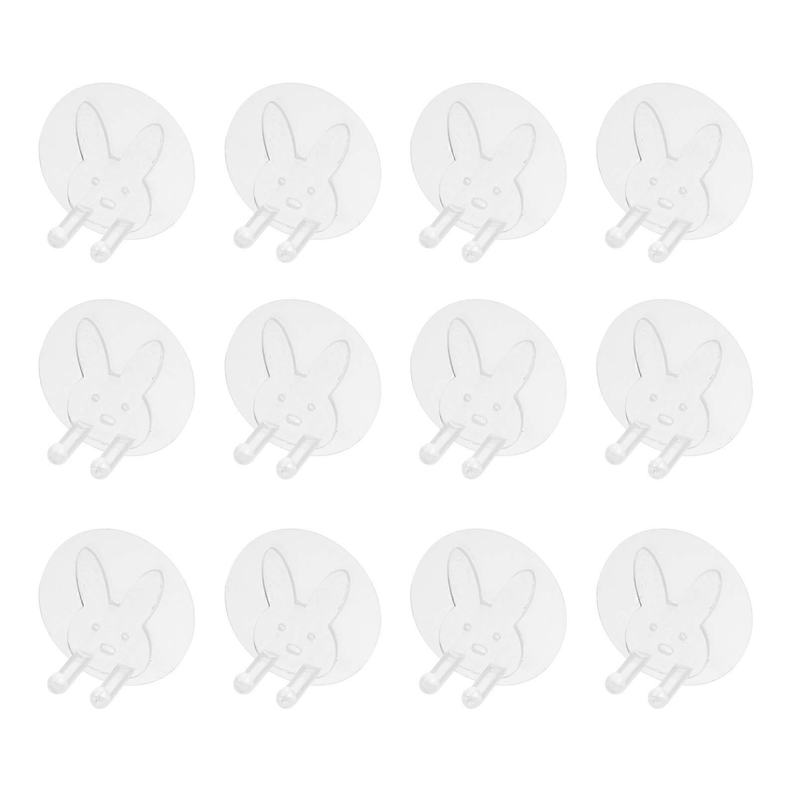 12pcs Self Adhesive Sticky Hooks Transparent Hooks Heavy Duty Wall Hooks