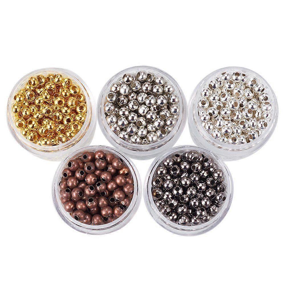 5 Box Iron Round Spacer Beads Mixed Color 4mm Hole: 1.5mm about 13g/box