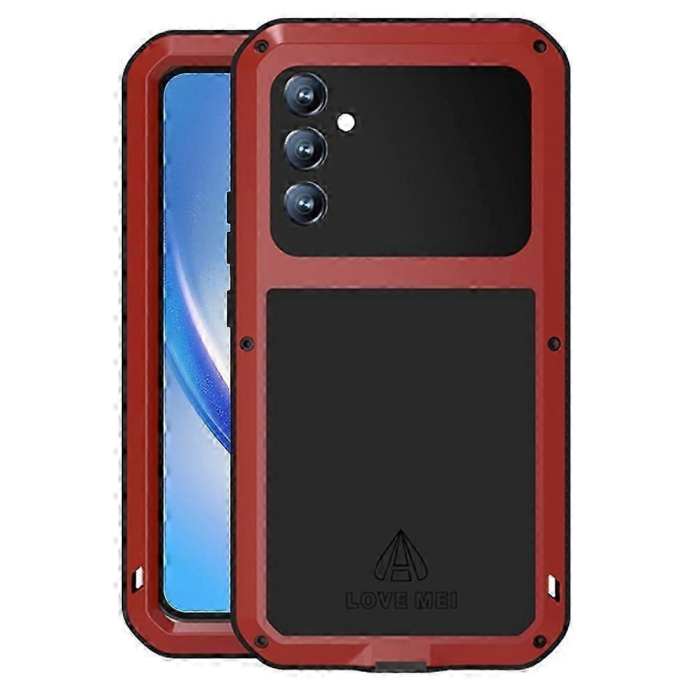 LOVE MEI For Samsung Galaxy A34 5G Silicone + Metal Anti-drop Rugged Phone Case with Built-in Tempered Screen Protector