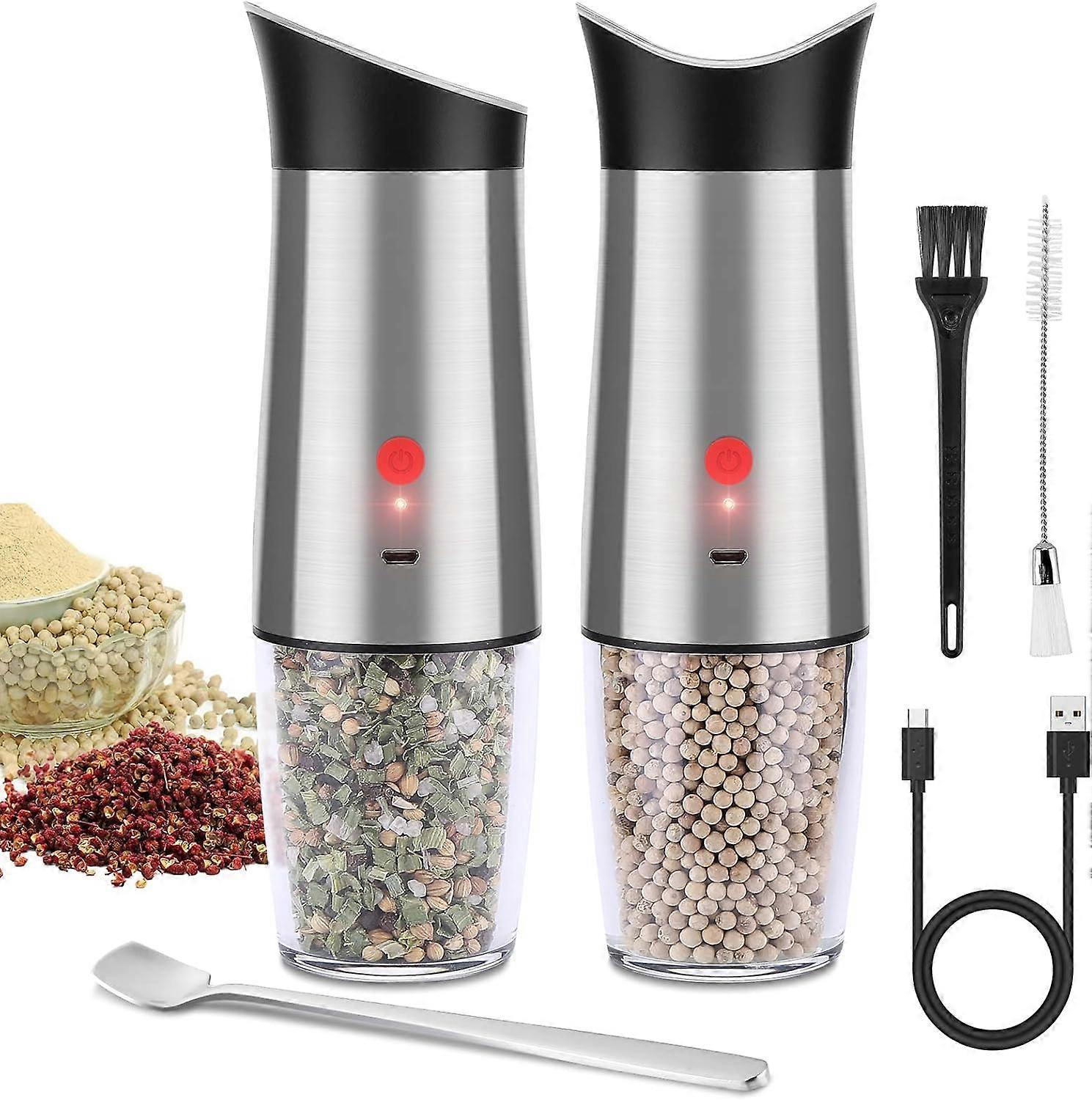Electric Salt and Pepper Grinder Set, Rechargeable with Adjustable Coarseness